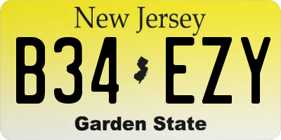 NJ license plate B34EZY