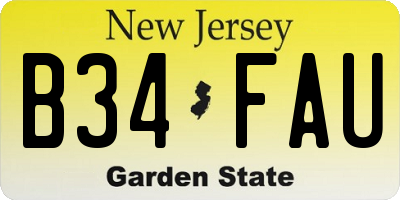 NJ license plate B34FAU