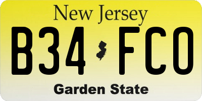 NJ license plate B34FCO