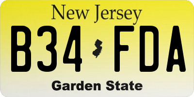 NJ license plate B34FDA