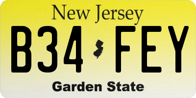 NJ license plate B34FEY