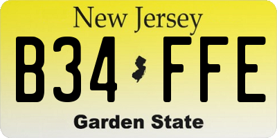 NJ license plate B34FFE