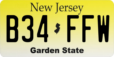 NJ license plate B34FFW