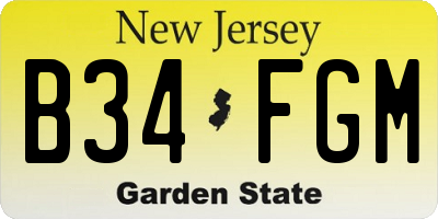 NJ license plate B34FGM
