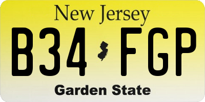 NJ license plate B34FGP