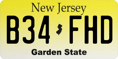 NJ license plate B34FHD