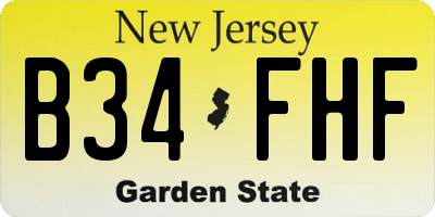 NJ license plate B34FHF