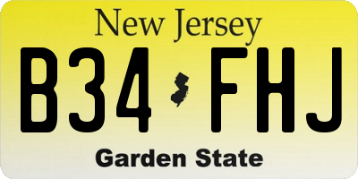 NJ license plate B34FHJ