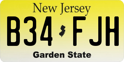 NJ license plate B34FJH
