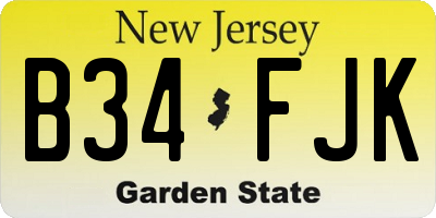 NJ license plate B34FJK