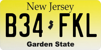 NJ license plate B34FKL