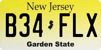 NJ license plate B34FLX
