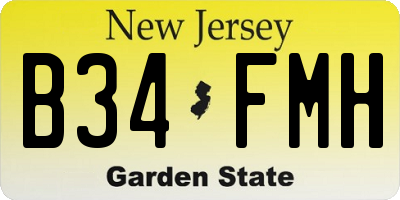 NJ license plate B34FMH
