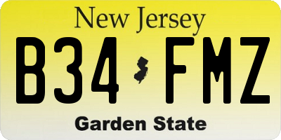 NJ license plate B34FMZ