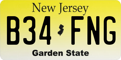 NJ license plate B34FNG