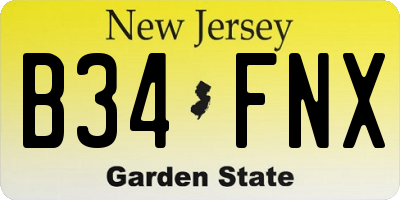 NJ license plate B34FNX