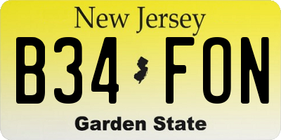 NJ license plate B34FON