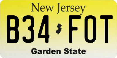 NJ license plate B34FOT