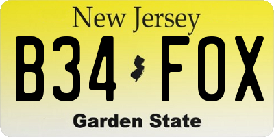 NJ license plate B34FOX