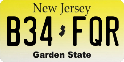 NJ license plate B34FQR