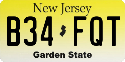 NJ license plate B34FQT