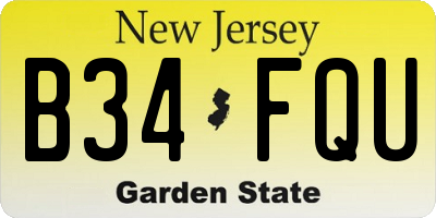 NJ license plate B34FQU