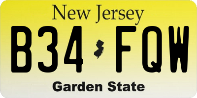 NJ license plate B34FQW