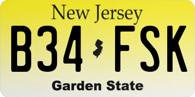 NJ license plate B34FSK