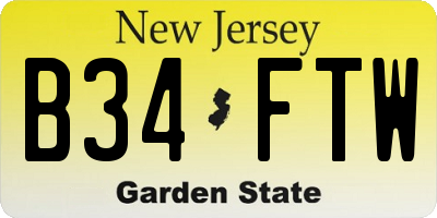 NJ license plate B34FTW