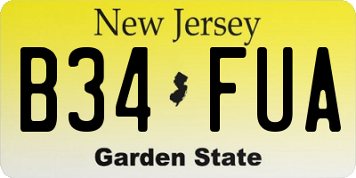NJ license plate B34FUA