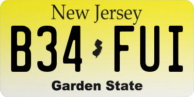 NJ license plate B34FUI