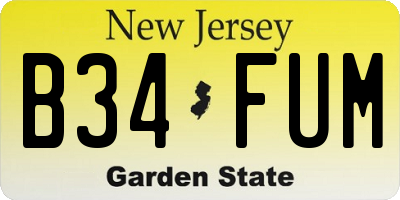 NJ license plate B34FUM