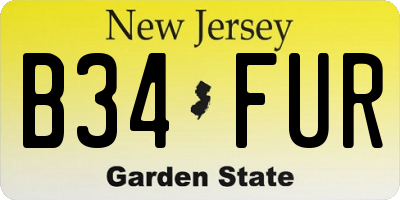 NJ license plate B34FUR