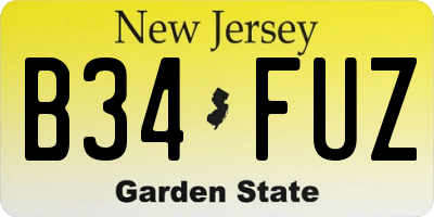 NJ license plate B34FUZ