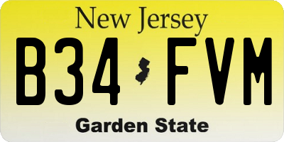 NJ license plate B34FVM