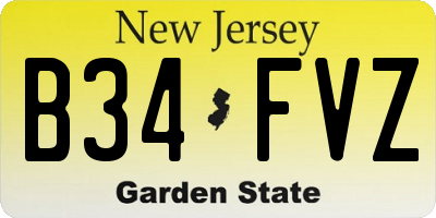 NJ license plate B34FVZ