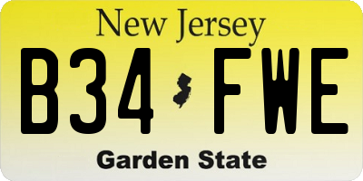 NJ license plate B34FWE