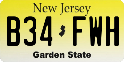 NJ license plate B34FWH