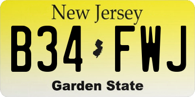 NJ license plate B34FWJ