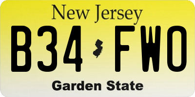 NJ license plate B34FWO