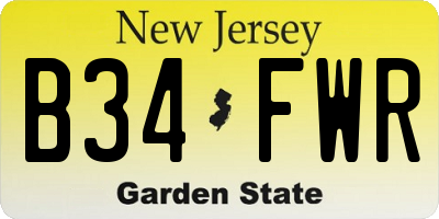 NJ license plate B34FWR