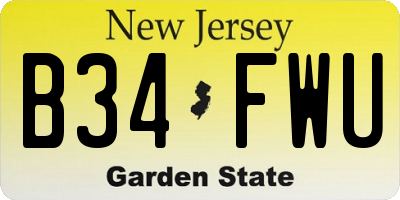 NJ license plate B34FWU
