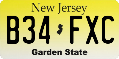 NJ license plate B34FXC