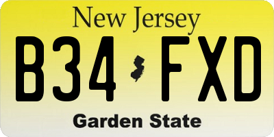 NJ license plate B34FXD