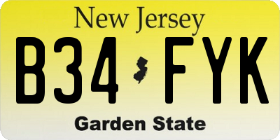 NJ license plate B34FYK