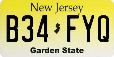 NJ license plate B34FYQ
