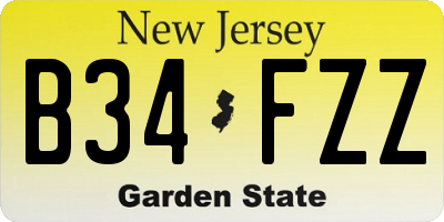 NJ license plate B34FZZ