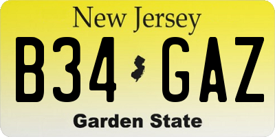 NJ license plate B34GAZ