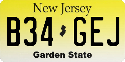 NJ license plate B34GEJ