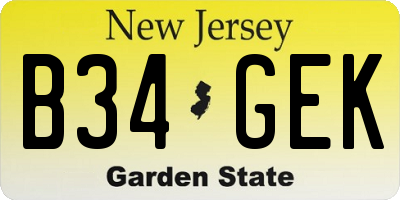 NJ license plate B34GEK